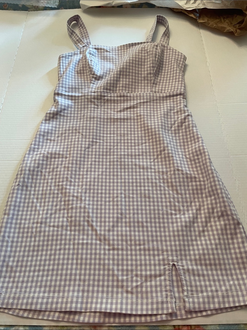 Hollister Lilac Gingham Square-Neck Mini Dress
